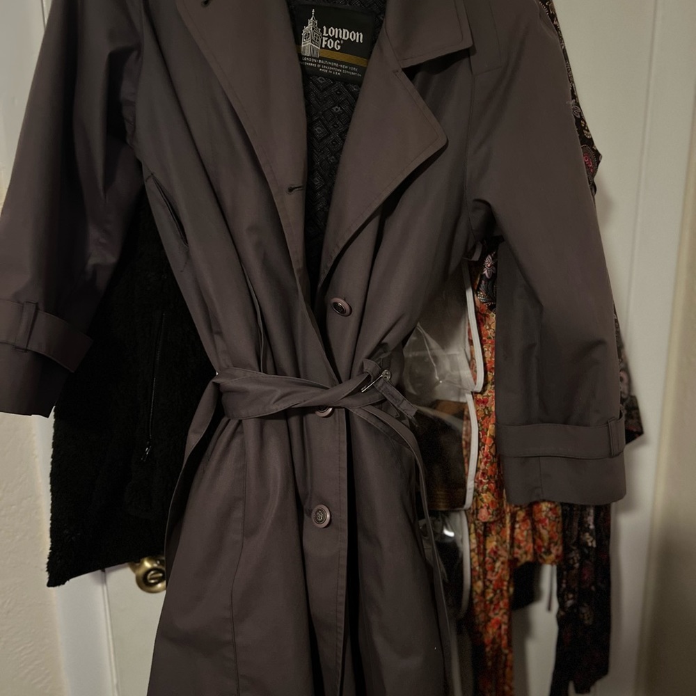 London Fog size 4P grey utility/ trench coat.